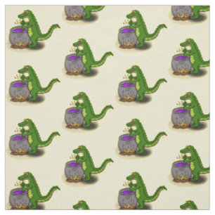 Tissu Drôle alligator vert cuisine dessin animé