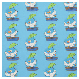 Tissu Drôle canard avec parapluie dessin animé