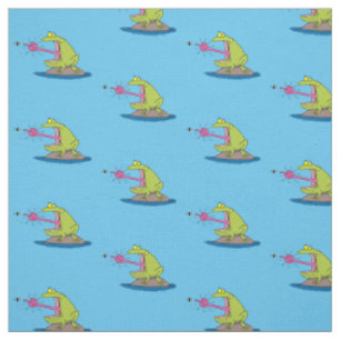 Tissu Drôle dessin animé de grenouille et mouche