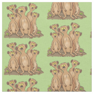 Tissu Drôle dessin de la famille meerkat