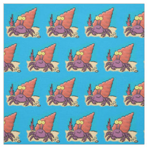 Tissu Drôle mignon caricature pourpre crabe ermite
