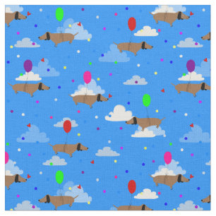 Tissu drôles chiens ballons dachshund nuages