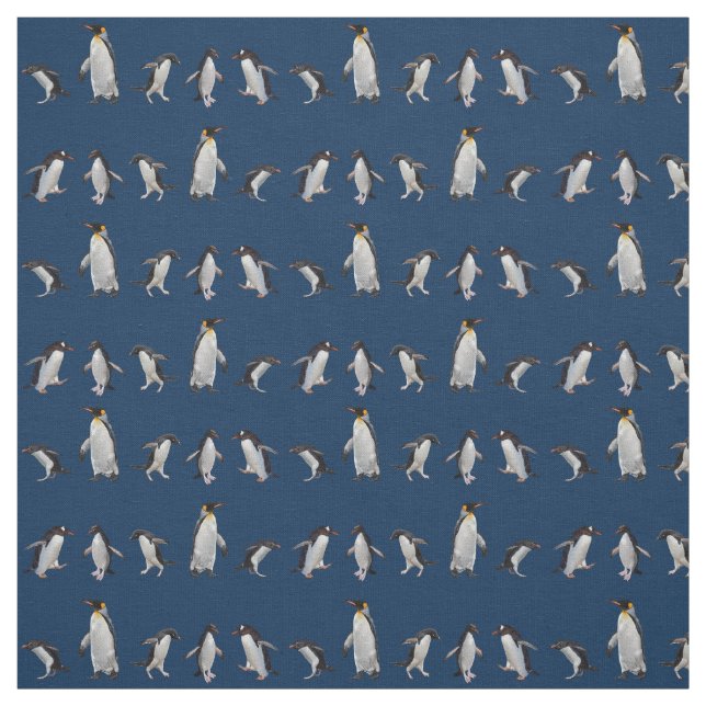 Tissu du parti des pingouins (Navy) (Échantillon)
