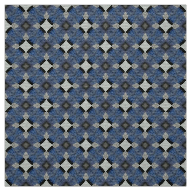 Tissu d'Upholstery en tuiles bleues et grises (Échantillon)