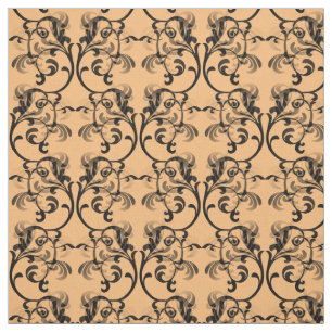 Tissu Ebony Coral Parisien Damask Pattern Fabric