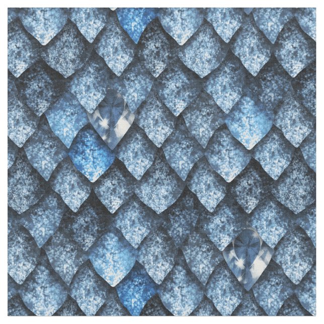 Tissu Échelles de dragon/gemmes bleues (Fermer)