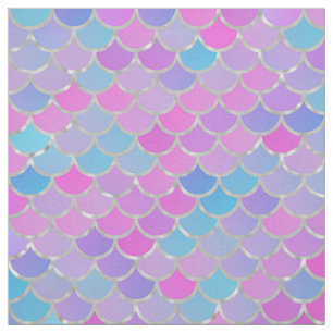 Tissu Échelles de sirène multicolore et argentée