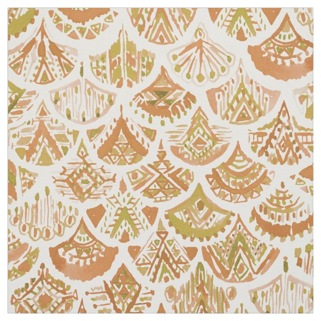 Tissu Échelles d'or de tribal de SIRÈNE AZTÈQUE (Échantillon)