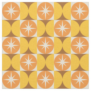 Tissu Éclats de milieu de siècle sur des cercles orange 