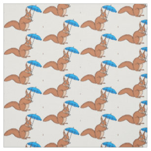 Tissu Écureuil rouge mignon avec dessin animé parapluie