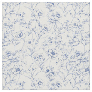 Tissu Élégance vintage intemporelle Bleu motif floral