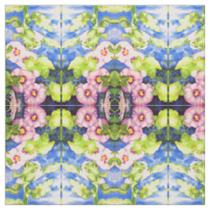 Tissu Élégant aquarelle fleurs florales Hollyhocks