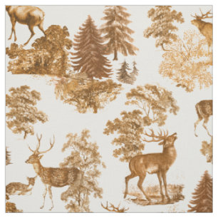 Tissu Elégant Brown Vintage de Toile Deer Woodland