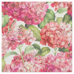 Tissu Élégant Coral rose Hydrangée motif floral
