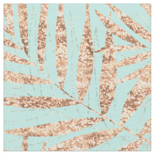 Tissu Elégant Gold Tropical Palm Feuille Mint Design
