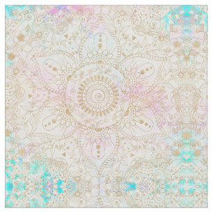 Tissu Elégant Mandala Or & Holographic Parties scintill