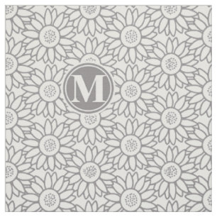 Tissu Élégant Motif de tournesol Monogrammé