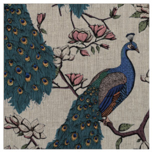 Tissu Elégant Peacocks Bleus sur les branches des arbres