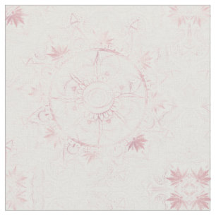 Tissu Elégant Rose Blanc Or Oeil Soleil Lune Mandala