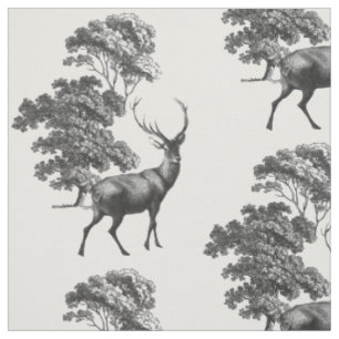 Tissu Elégant rustique Vintage Noir Pays Toile Cerf
