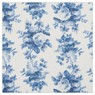 Tissu Élégant Vintage Chine Bleu Roses