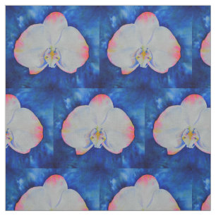 Tissu Elégante peinture d'orchidée rose blanche