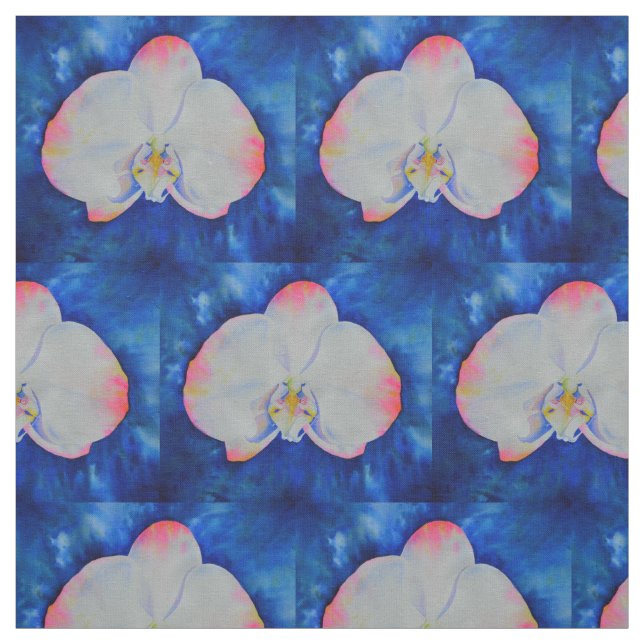 Tissu Elégante peinture d'orchidée rose blanche (Échantillon)
