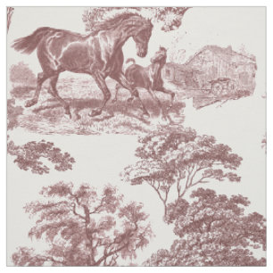 Tissu Elégante Toile Vintage Cheval Rouge Pâle