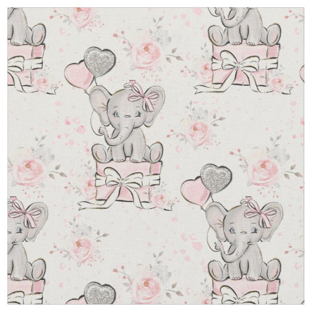 Tissu Eléphant à étincelle rose (Fermer)