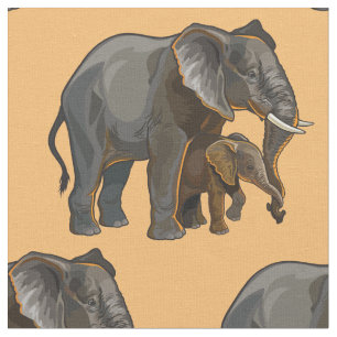 Tissu Eléphant africain avec bébé