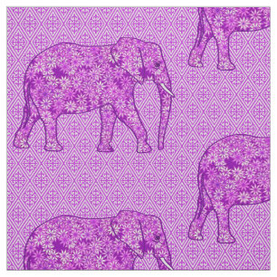 Tissu Éléphant de fleurs - mauve améthyste