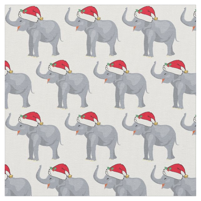 Tissu Éléphant de Noël à Santa Hat Mignonne (Fermer)