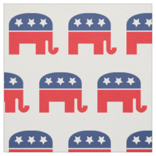 Tissu Eléphant du Parti républicain  Rouge, blanc et b