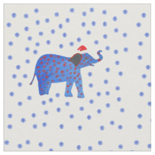 Tissu Elephant et flocons de neige