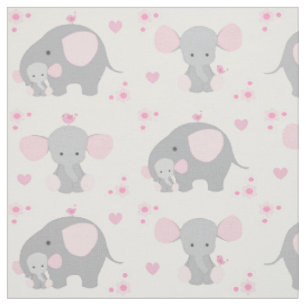 Tissu Elephant rose Grey Safari Animal Nursery Baby Girl
