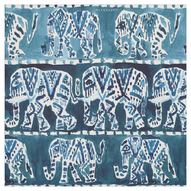 Tissu ELEPHANT SAFARI Boho Deep Indigo (Échantillon)