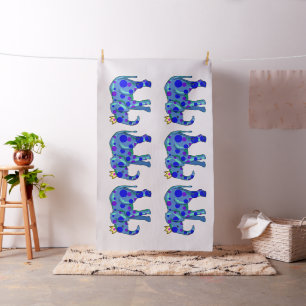 Tissu Eléphants avec Pois et tissus de la Couronne fant