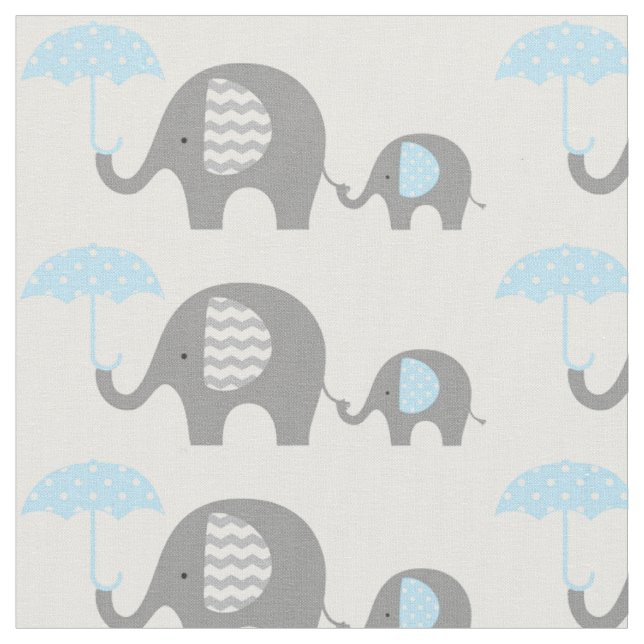 Tissu - Éléphants Bleu (Fermer)
