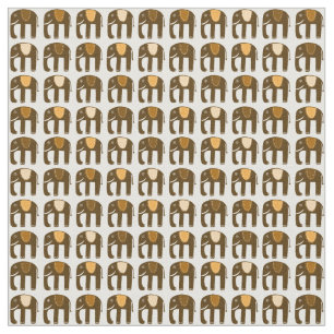 Tissu Eléphants doux Motifs neutres Brown