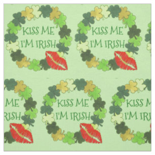 Tissu Embrasse-moi Je suis Irlandais Vert Shamrock Wreat