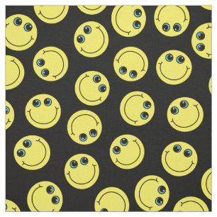 Tissu Emoji jaune fait face sur le noir