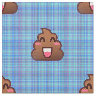 tissu émoji poop plaid