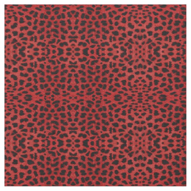 Tissu Empreinte de léopard rouge (Fermer)