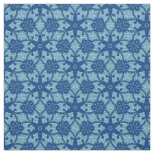 Tissu Empreinte dentelle antique - saphir et bleu pâle