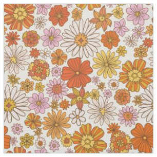 Tissu Empreinte florale inspirée des années 70
