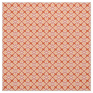 Tissu Empreinte florale kimono, pêche et mandarine orang