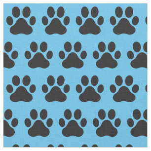 Tissu Empreintes de pattes de chat de chien animal bleu