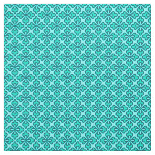 Tissu Empreintes florales kimono, turquoise, marine et a
