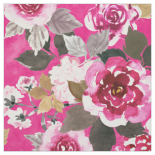 Tissu EN AMOUR Grand Rose rose chaud à grande échelle