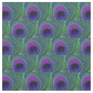 Tissu en plumes de paon - Violet vert violet noir